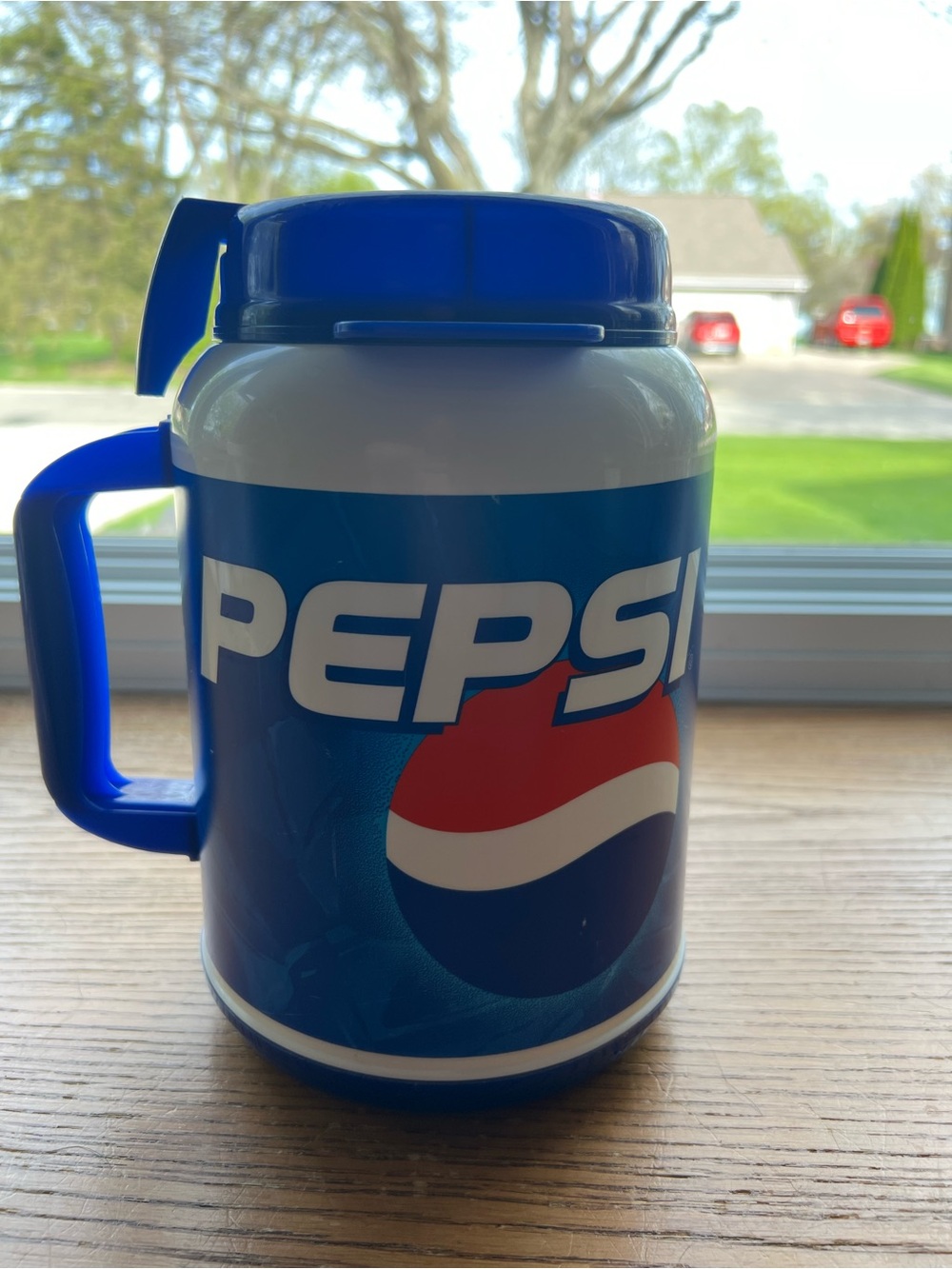 Vintage Pepsi Blue, White and Red Travel Mug with Handle